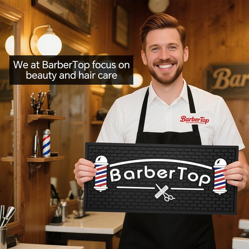 BarberTop Barber Mats for Clippers, Heat Resistant Anti Slip Hair Salon Service Mat, Rubber Barber Station Mat for Hair Styling Tools, Countertop Protector Pad for Electric Clipper, Scissors, Hair Clip - Image 2